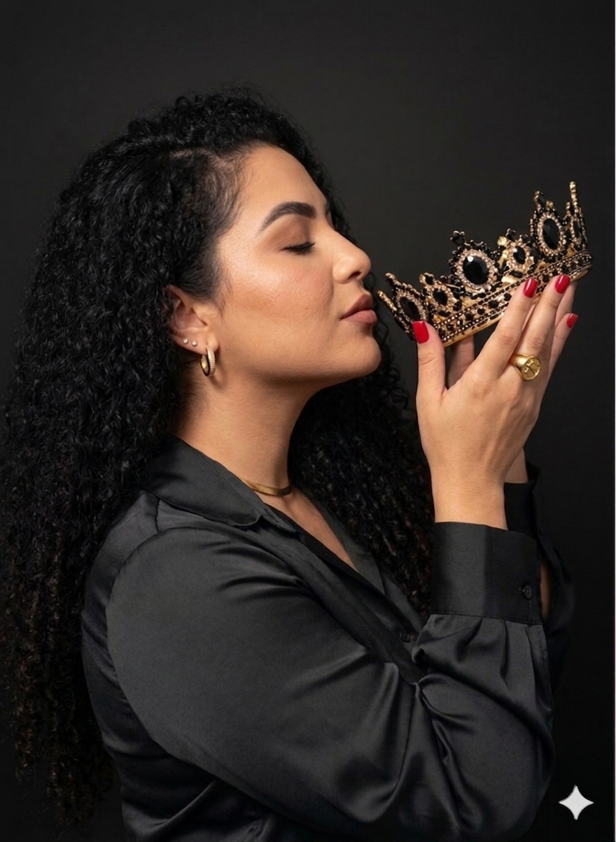 Táti segurando uma coroa, em imagem de divulgação do PROTAGONIZE